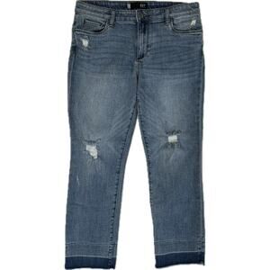 KUT From The Cloth Reese Ankle Straight Leg Distressed Blue Jeans Womens Size 10